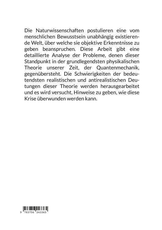 Produktbild: Das Realismusproblem in der Quantenmechanik
