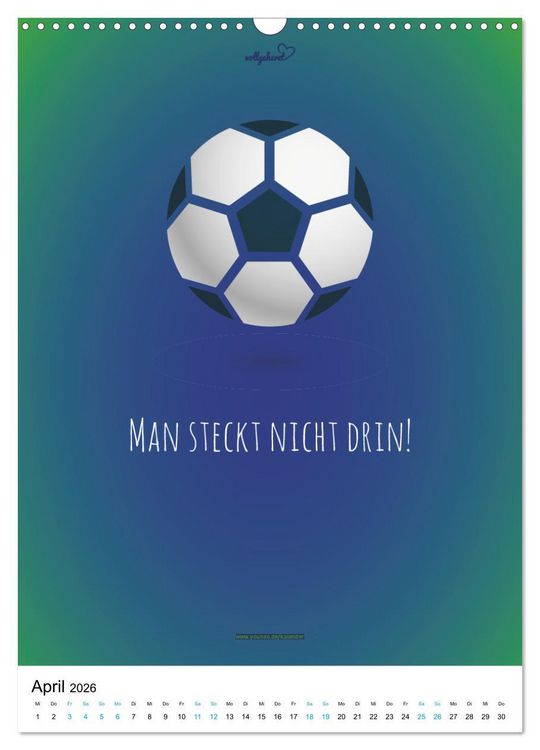 Produktbild: vollgeherzt: Der lustige Zitate-Wandkalender f&uuml;r Fu&szlig;ballfans und Sportbegeisterte! (Wandkalender 2026 DIN A3 hoch), CALVENDO Monatskalender