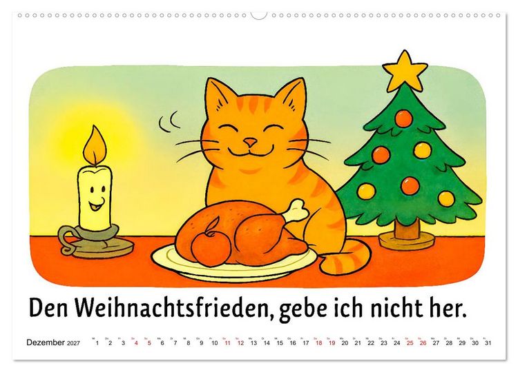 Produktbild: Freche Katzen - Humorvolle Spr&uuml;che und charmante Comics (hochwertiger Premium Wandkalender 2027 DIN A2 quer), Kunstdruck in Hochglanz