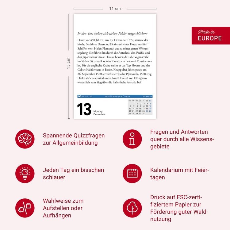 Produktbild: Wissen Tagesabrei&szlig;kalender 2027 - Quizfragen aus Geschichte, Politik, Kultur, Technik und Sport