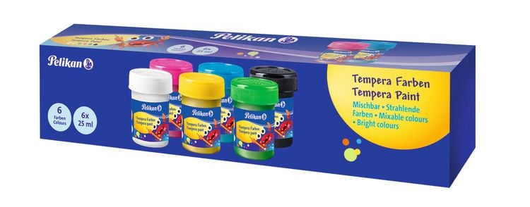 Produktbild: Pelikan Temperafarben Set, 6 Grundfarben je 25ml