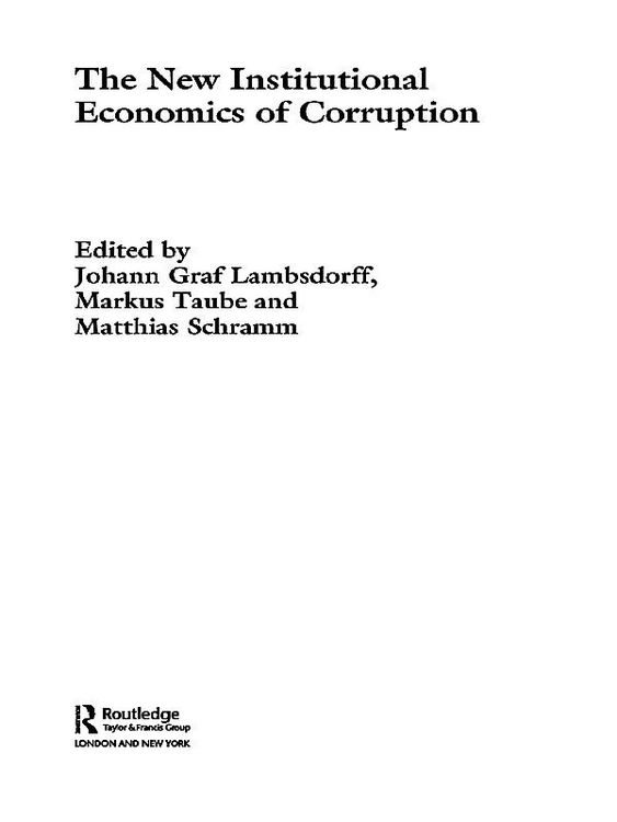 Produktbild: The New Institutional Economics of Corruption