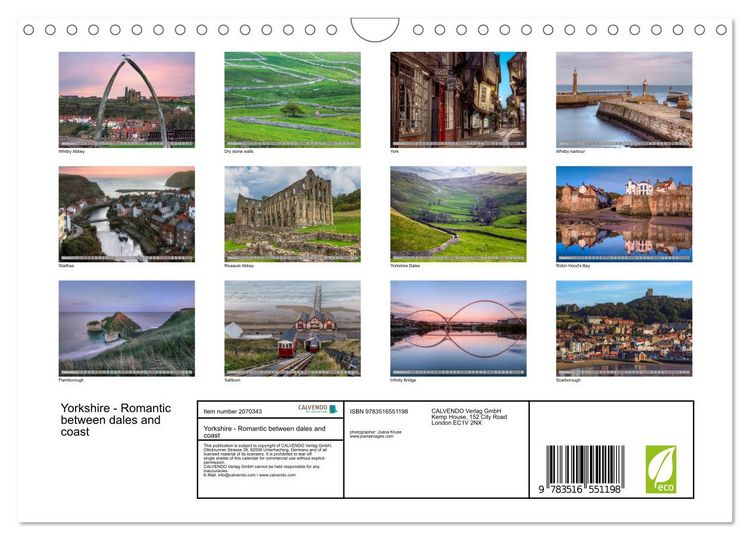 Produktbild: Yorkshire - Romantic between dales and coast (Wall Calendar 2026 DIN A4 landscape), CALVENDO 12 Month Wall Calendar