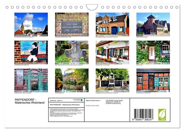 Produktbild: PAFFENDORF - Malerisches Rheinland (Wandkalender 2026 DIN A4 quer), CALVENDO Monatskalender