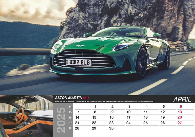Produktbild: Alpha Edition - Fast Car 2025 Bildkalender, 48,5x34cm, Wandkalender mit hochwertigen Motiven f&uuml;r jeden Monat, mit Infos zum abgebildeten Motiv, Kalenderwochen und deutsches Kalendarium