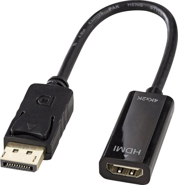 Produktbild: LINDY 41718 Adapterkabel [1x DisplayPort Stecker - 1x HDMI-Buchse] Schwarz 20.00 cm