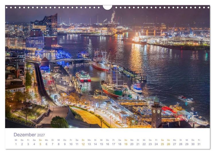 Produktbild: Hamburgs Hafenlichter (Wandkalender 2027 DIN A3 quer), CALVENDO Monatskalender