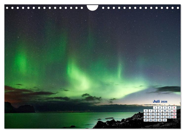 Produktbild: Faszinierende Lichterscheinungen am Himmel - Polarlichter (Wandkalender 2026 DIN A4 quer), CALVENDO Monatskalender