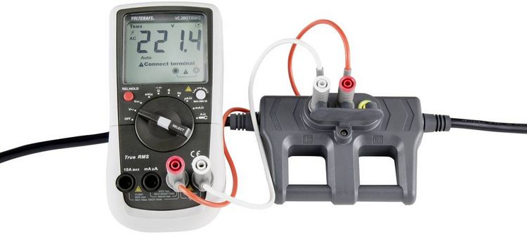 Produktbild: VOLTCRAFT CAA-1L 16 Messadapter Kaltger&auml;te-Stecker C20 - Kaltger&auml;te-Buchse C19 Dunkelgrau