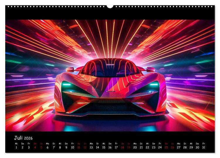 Produktbild: Futuristische Neon Cars (Wandkalender 2026 DIN A2 quer), CALVENDO Monatskalender