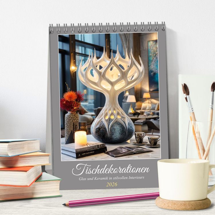 Produktbild: Tischdekorationen. Glas und Keramik in stilvollen Interieurs (Tischkalender 2026 DIN A5 hoch), CALVENDO Monatskalender