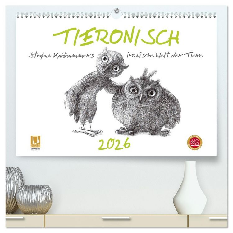 Produktbild: TIERONISCH (hochwertiger Premium Wandkalender 2026 DIN A2 quer), Kunstdruck in Hochglanz