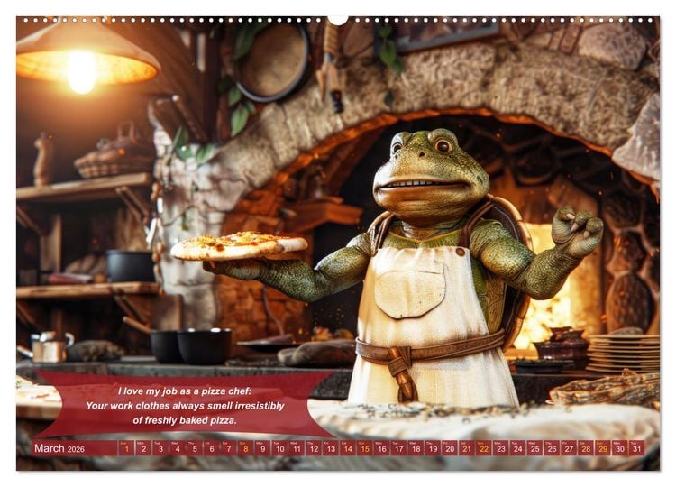 Produktbild: Funny charming animals as pizza chef (Wall Calendar 2026 DIN A2 landscape), CALVENDO 12 Month Wall Calendar