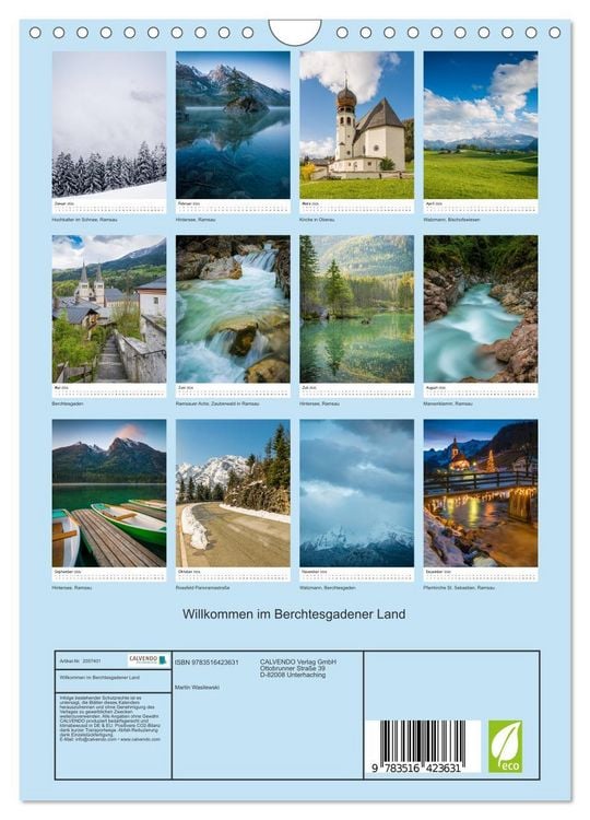 Produktbild: Willkommen im Berchtesgadener Land (Wandkalender 2026 DIN A4 hoch), CALVENDO Monatskalender