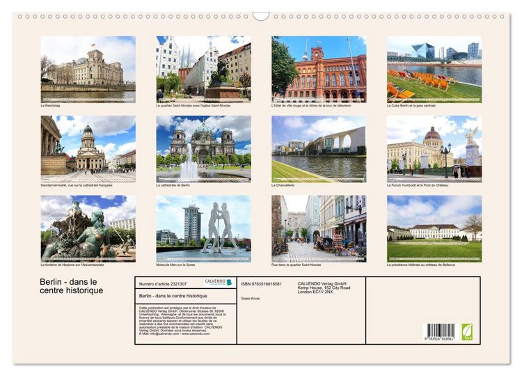 Produktbild: Berlin - dans le centre historique (Calendrier mural 2027 DIN A2 vertical), CALVENDO calendrier mensuel
