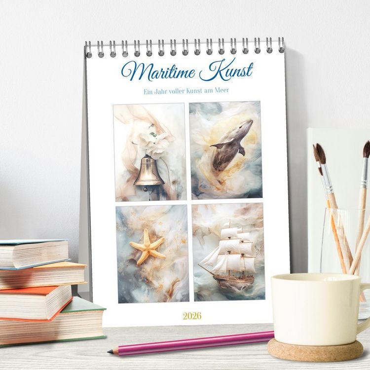 Produktbild: Maritime Kunst (Tischkalender 2026 DIN A5 hoch), CALVENDO Monatskalender