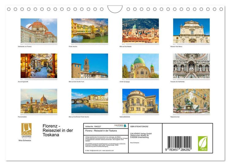 Produktbild: Florenz - Reiseziel in der Toskana (Wandkalender 2026 DIN A4 quer), CALVENDO Monatskalender