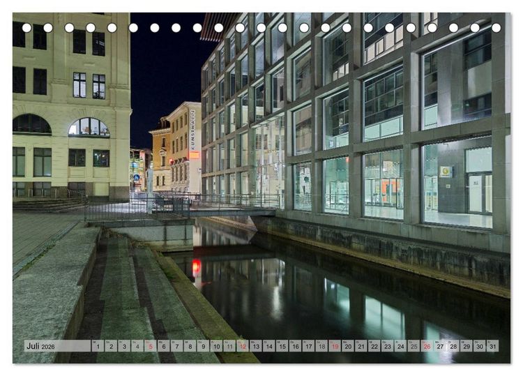 Produktbild: Leipzig - Fotografiert bei Nacht von Michael Allmaier (Tischkalender 2026 DIN A5 quer), CALVENDO Monatskalender