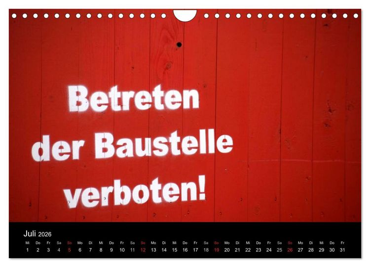 Produktbild: Baustellen (Wandkalender 2026 DIN A4 quer), CALVENDO Monatskalender