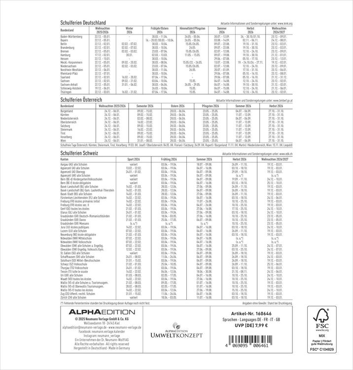 Produktbild: Kreativ-Kalender schwarz 2026 - 21x22 cm - Foto, Malen, Basteln - datiert - Kreativkalender - Foto-Kalender - Alpha Edition