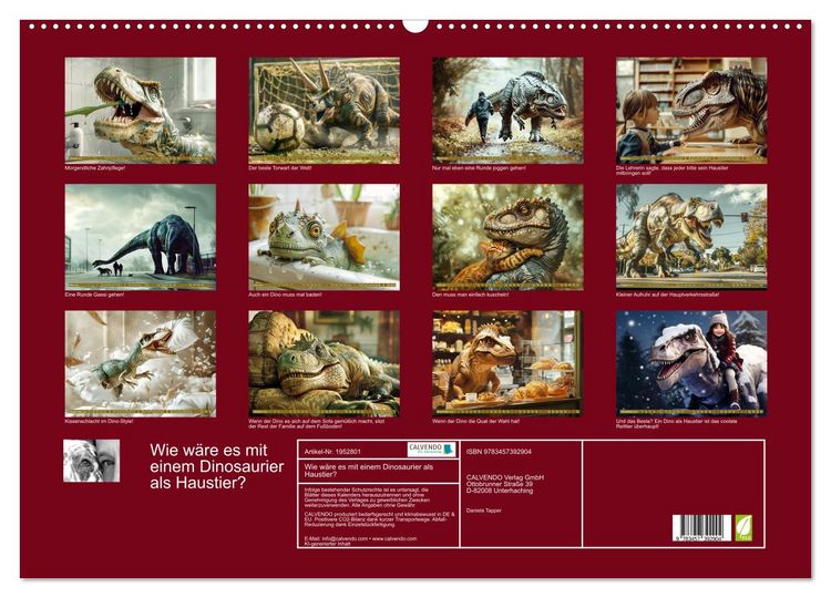 Produktbild: Wie w&auml;re es mit einem Dinosaurier als Haustier? (Wandkalender 2026 DIN A2 quer), CALVENDO Monatskalender