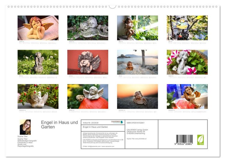 Produktbild: Engel in Haus und Garten (hochwertiger Premium Wandkalender 2026 DIN A2 quer), Kunstdruck in Hochglanz