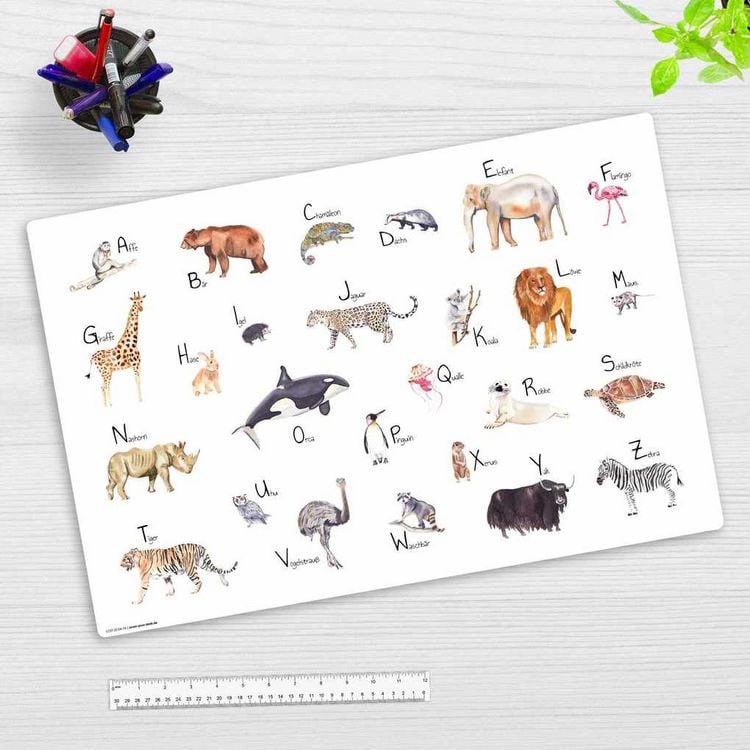 Produktbild: Cover-your-desk Schreibtischunterlage f&uuml;r Kinder Tier ABC, aus hochwertigem Vinyl, 60 x 40 cm