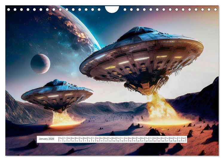 Produktbild: Flying saucers - The great journey (Wall Calendar 2026 DIN A4 landscape), CALVENDO 12 Month Wall Calendar