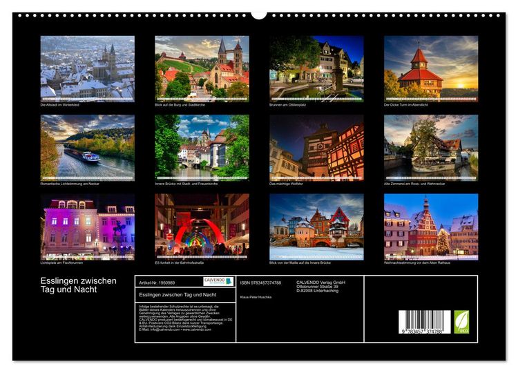 Produktbild: Esslingen zwischen Tag und Nacht (hochwertiger Premium Wandkalender 2026 DIN A2 quer), Kunstdruck in Hochglanz