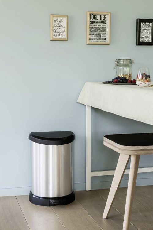Produktbild: Curver DECO Bin 240568 M&uuml;lleimer 15l (B x H x T) 303 x 448 x 268mm Silber, Schwarz 1St.