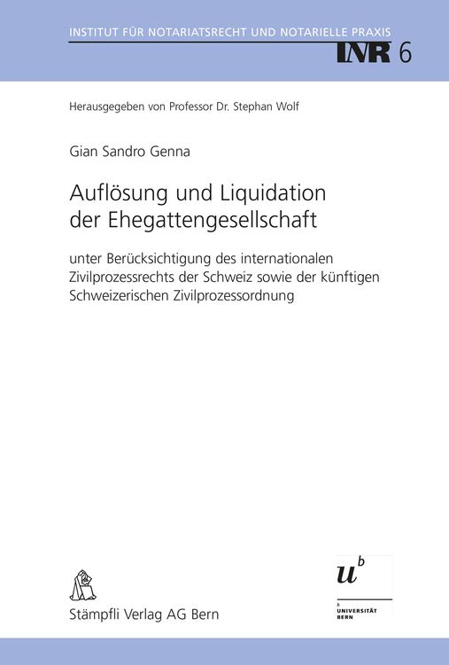 Bild vom Artikel Auflösung und Liquidation der Ehegattengesellschaft vom Autor Gian Sandro Genna