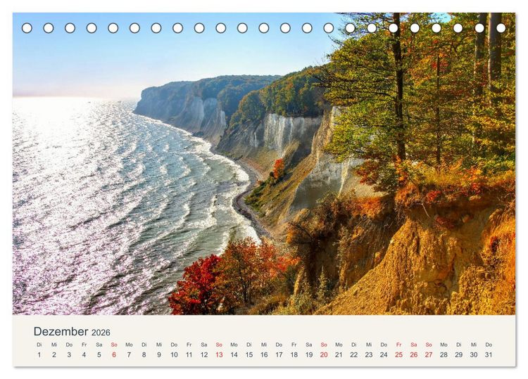 Produktbild: Sassnitz und die Kreidek&uuml;ste - Herbstimpressionen vom Hochuferweg Jasmund (Tischkalender 2026 DIN A5 quer), CALVENDO Monatskalender