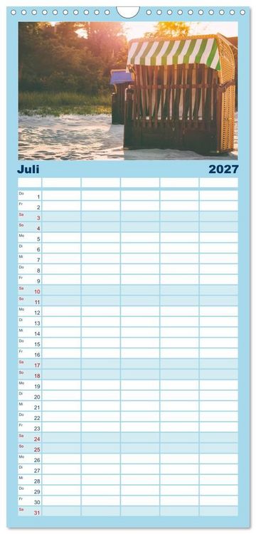 Produktbild: Familienplaner 2027 - Meer-Landschaft - 12 Monate Schleswig Holstein mit 5 Spalten (Wandkalender, 21 x 45 cm) CALVENDO