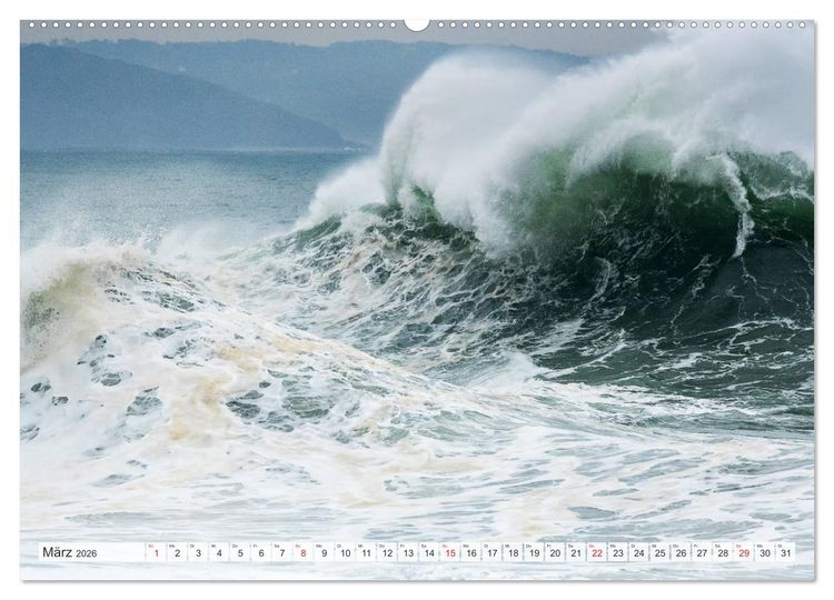 Produktbild: WASSERBERGE - Die Riesenwellen von Nazar&eacute; (hochwertiger Premium Wandkalender 2026 DIN A2 quer), Kunstdruck in Hochglanz