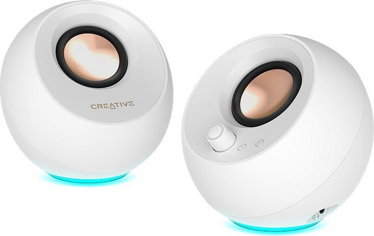 Produktbild: CREATIVE Pebble Pro, 2.0 Lautsprecher, Bluetooth 5.3, USB Audio, RGB, weiss