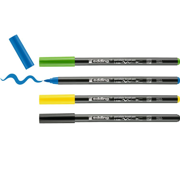 Produktbild: edding 4200 Porzellan Pinselstifte 1-4mm 4er Set