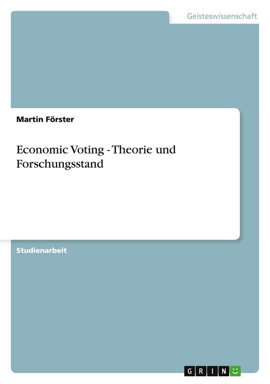 Produktbild: Economic Voting - Theorie und Forschungsstand