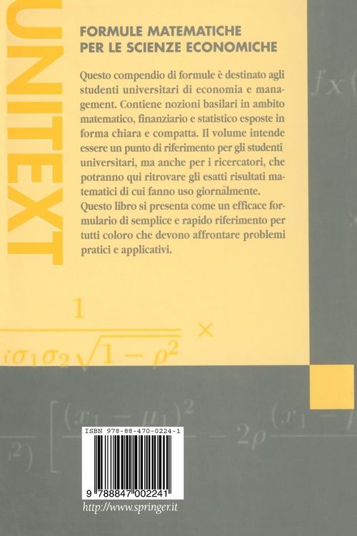 Produktbild: Formule matematiche per le scienze economiche