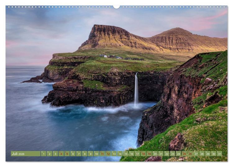 Produktbild: F&auml;r&ouml;er Inseln - Wo Schafe tanzen und die Natur im Winde fliegt (hochwertiger Premium Wandkalender 2026 DIN A2 quer), Kunstdruck in Hochglanz