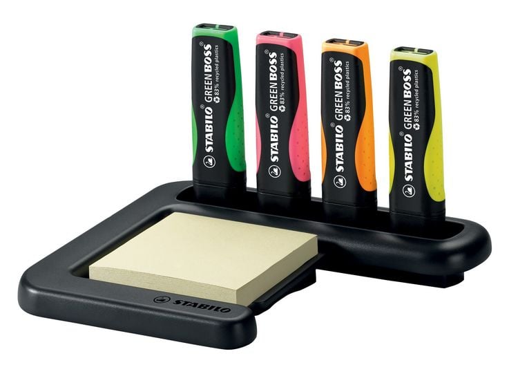 Produktbild: STABILO Umweltfreundlicher Textmarker - GREEN BOSS - 4er Tischset - grün, rosa, orange, gelb