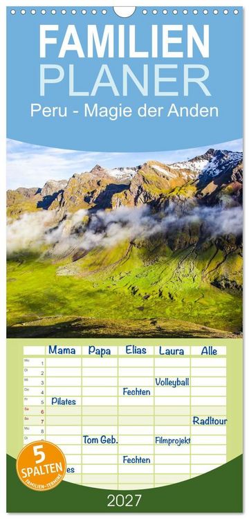 Produktbild: Familienplaner 2027 - Peru - Magie der Anden mit 5 Spalten (Wandkalender, 21 x 45 cm) CALVENDO