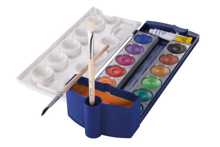 Produktbild: Pelikan Wasserbox blau mit Pinselhalter und Wasserkammer