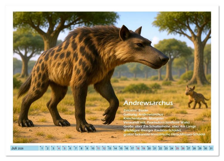 Produktbild: Urige Megafauna pr&auml;historisch und niedlich (Tischkalender 2026 DIN A5 quer), CALVENDO Monatskalender