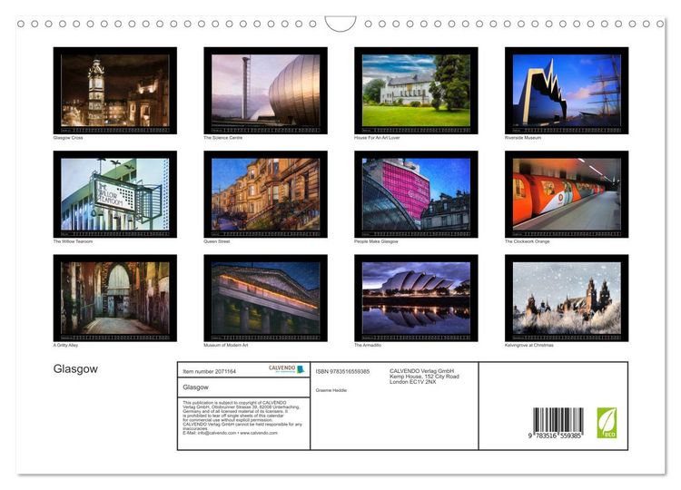 Produktbild: Glasgow (Wall Calendar 2026 DIN A3 landscape), CALVENDO 12 Month Wall Calendar