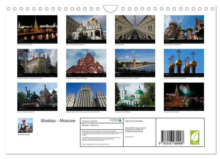 Produktbild: Moskau - Moscow (Wandkalender 2026 DIN A4 quer), CALVENDO Monatskalender
