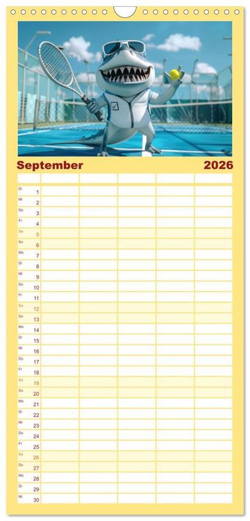 Produktbild: Familienplaner 2026 - Der tierisch lustige Tennis-Kalender mit 5 Spalten (Wandkalender, 21 x 45 cm) CALVENDO