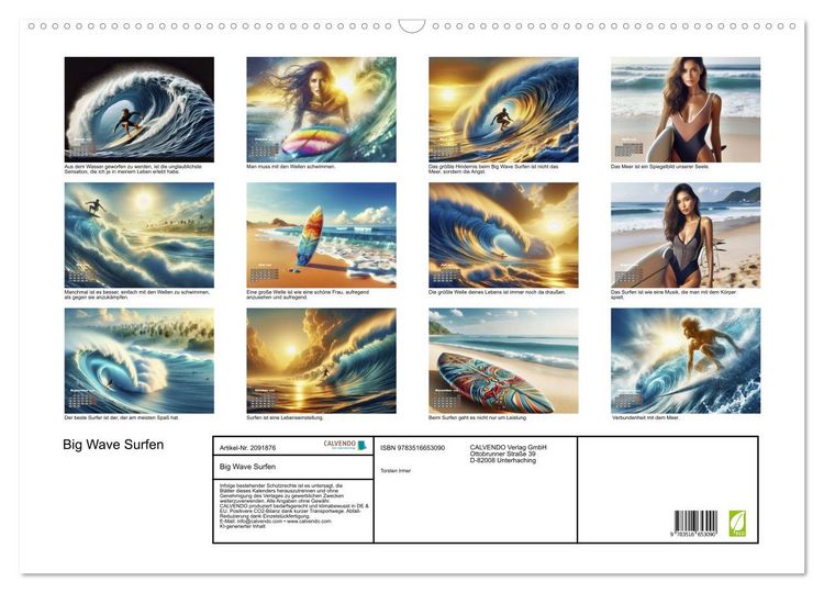 Produktbild: Big Wave Surfen (Wandkalender 2026 DIN A2 quer), CALVENDO Monatskalender