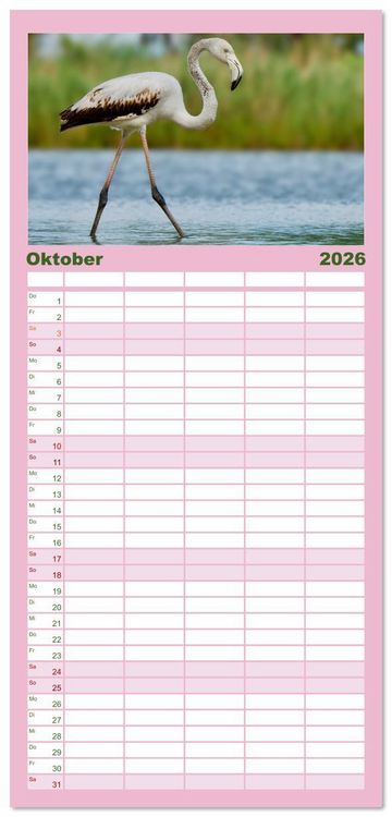 Produktbild: Familienplaner 2026 - The Power Of Pink mit 5 Spalten (Wandkalender, 21 x 45 cm) CALVENDO