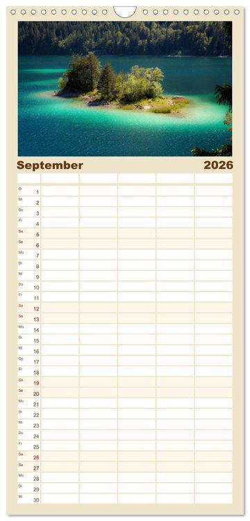 Produktbild: Familienplaner 2026 - Zauber der Zugspitze mit 5 Spalten (Wandkalender, 21 x 45 cm) CALVENDO