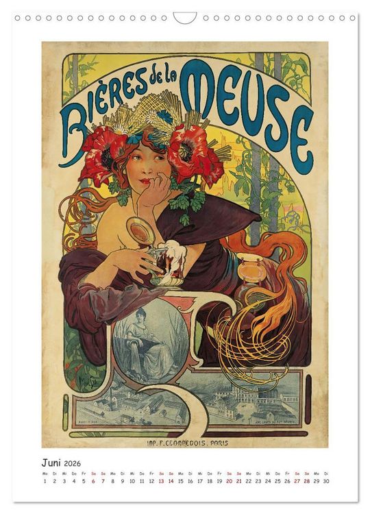 Produktbild: Alfons Mucha - Eine Hommage in zw&ouml;lf Monaten (Wandkalender 2026 DIN A3 hoch), CALVENDO Monatskalender